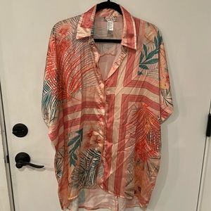 Free People Oversized Floral Button Up